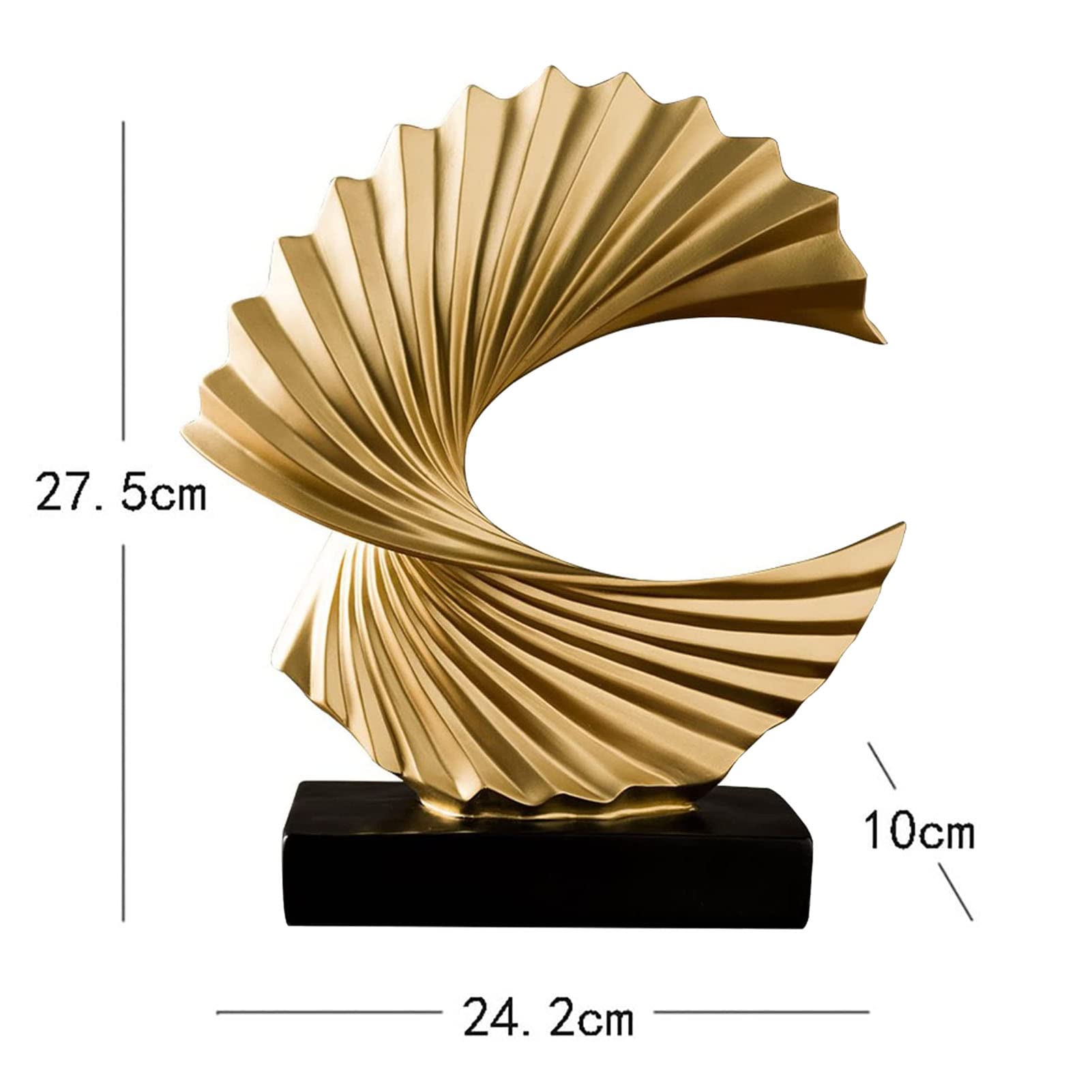 Abstrakte Harz Skulpturen als stilvolle Büro Deko | Goldene Ozeanwelle Decoration Dreidimensionale Skulptur 28 cm high for Wohnzimmer Schlafzimmer Büro Desktop