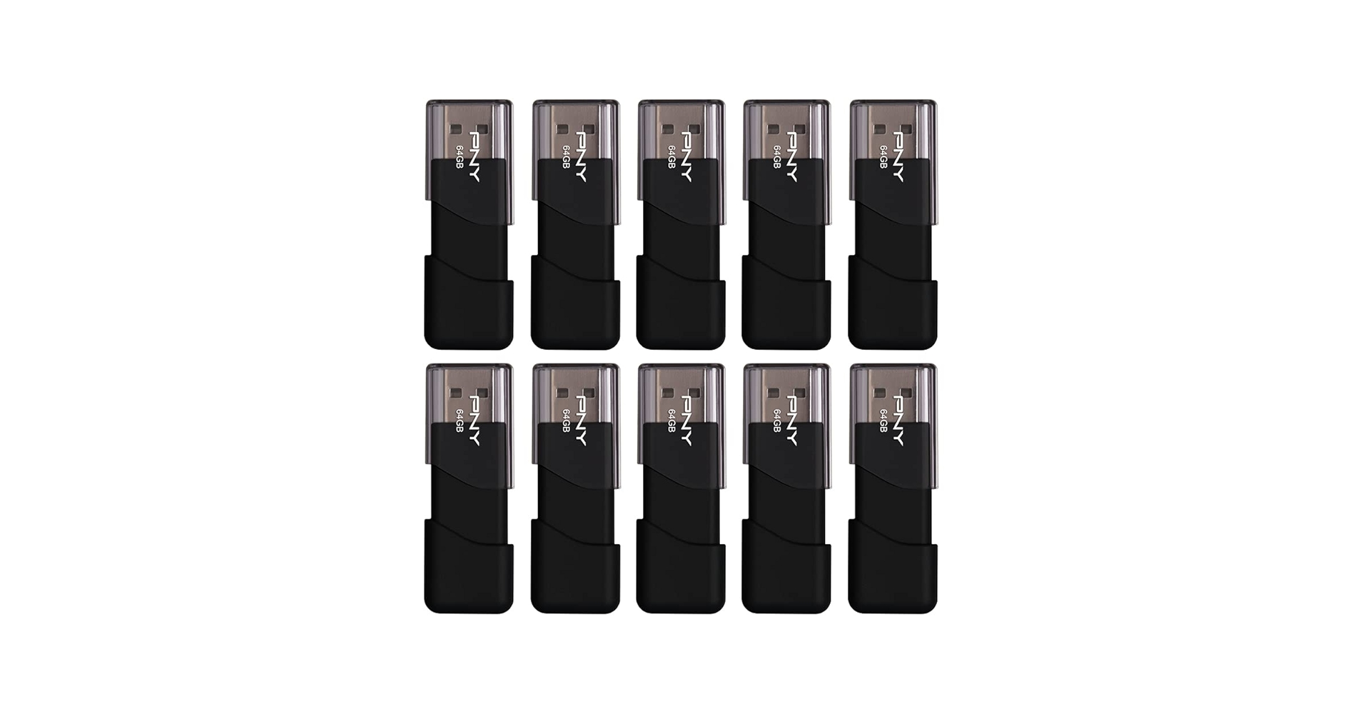 CLE USB PNY 64GB Attaché 3 USB 2.0 Flash Drive 5-Pack, BLACK