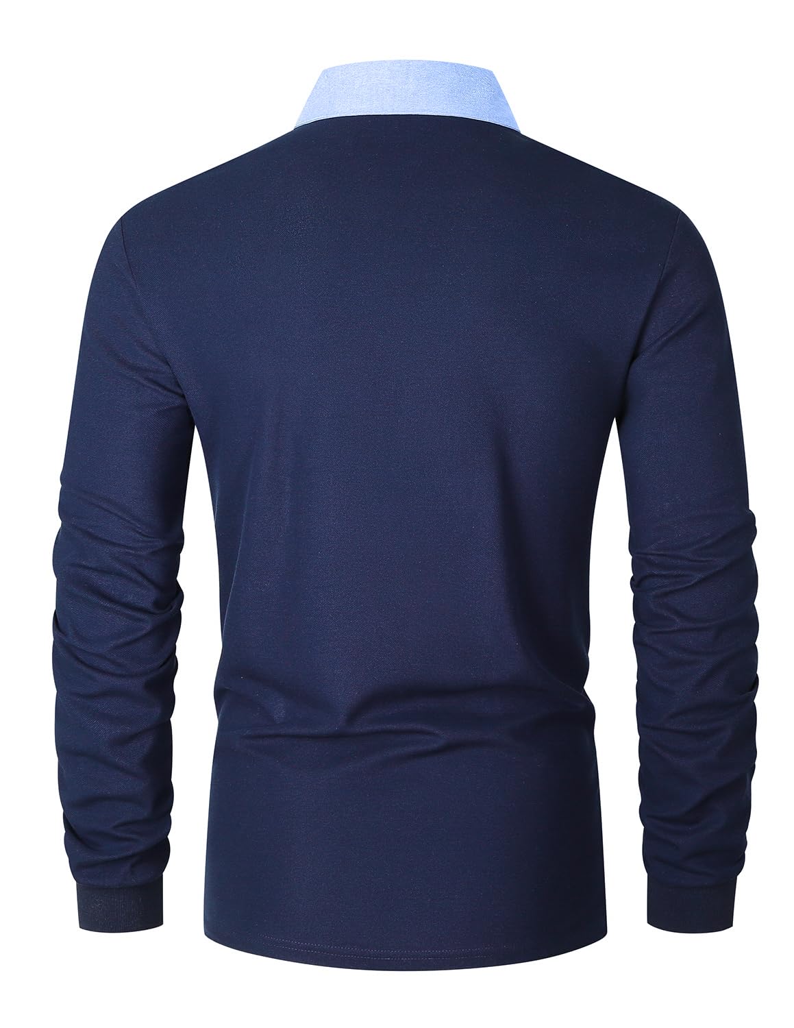 VMSUCIJ Polo Uomo Manica Lunga Cotone con Colletto Bottoni Sportive Base Polo Golf