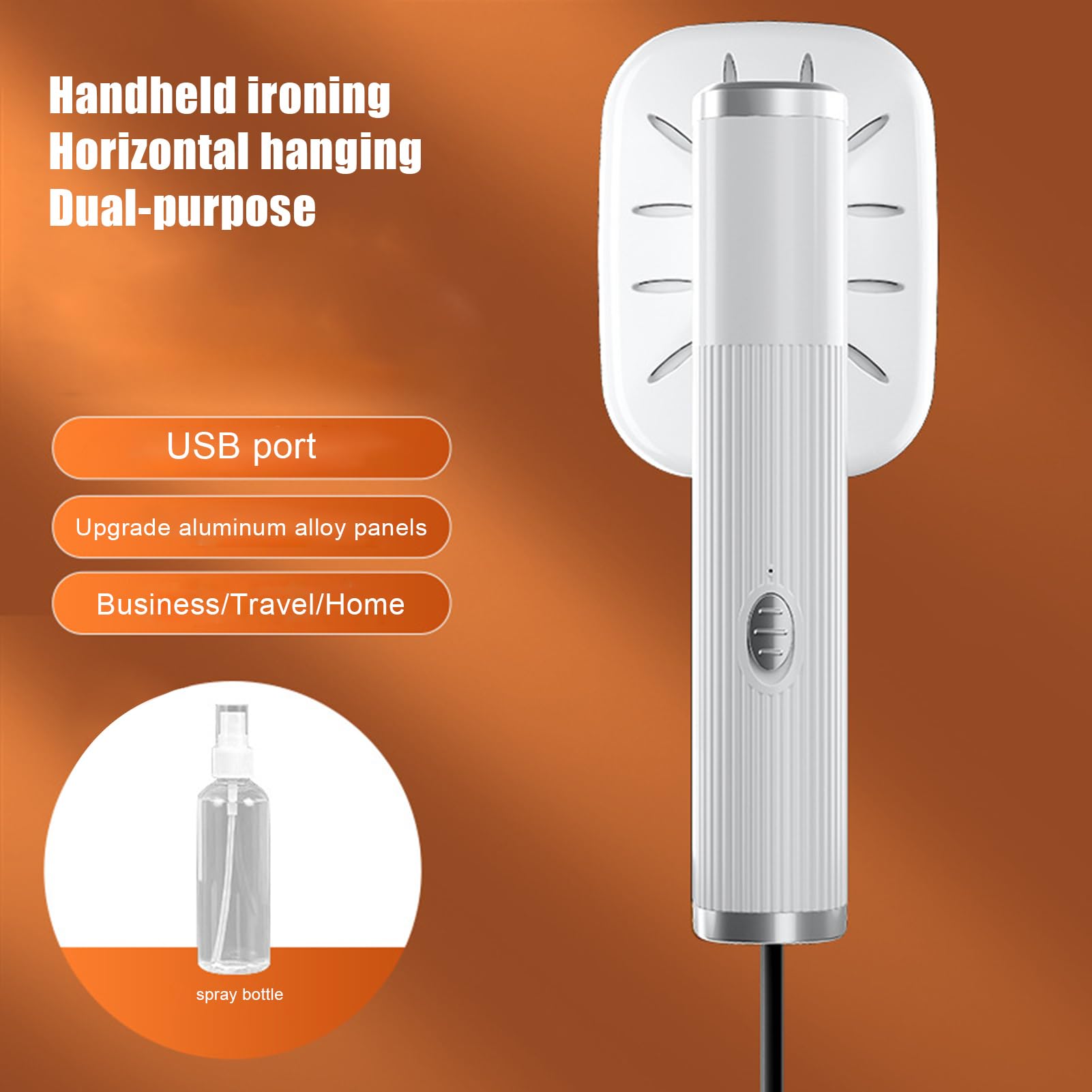 Worparsen Mini Iron for Clothes, Portable Travel Steamer, Handheld Clothes Steamer, 180 Rotatable, Black