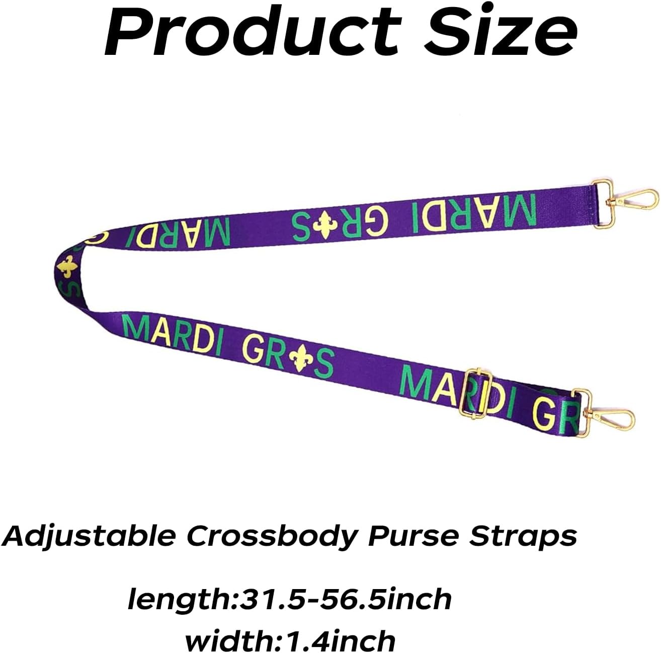 Carnival Purse Strap Replacement Adjustable Purple Green Gold Fleur De Lis Crossbody Bag Strap for Women Bag Handbags Carnival Party Accessories - Image 2