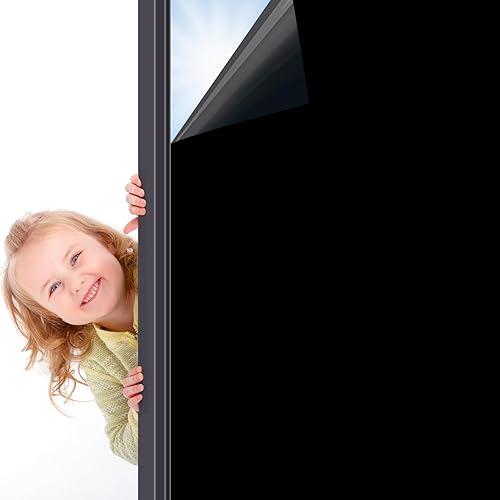 VSUDO 1 rollo de película opaca estática de 17.7 x 78.7 pulgadas para privacidad, tinte de ventana con patrón negro esmerilado para el hogar,