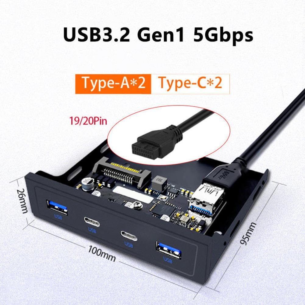 Adapter rozszerzeń na panel przedni USB 20-pinowy 3,5-calowy dyskietek 2 porty USB 3.0 2 port USB 3.2 Gen 1 5 Gb/s typ C kompatybilny z komputerem stacjonarnym
