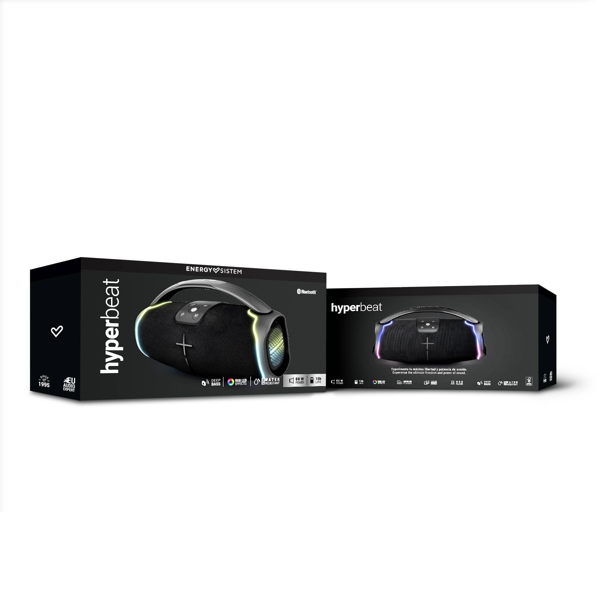 Energy Sistem TempoRave Altavoz Bluetooth Potente 80W con Deep Bass Bluetooth 5.3 True Wireless Stereo IPX6, 15H de bateria Luces LED RGB y MP3 USB/microSD