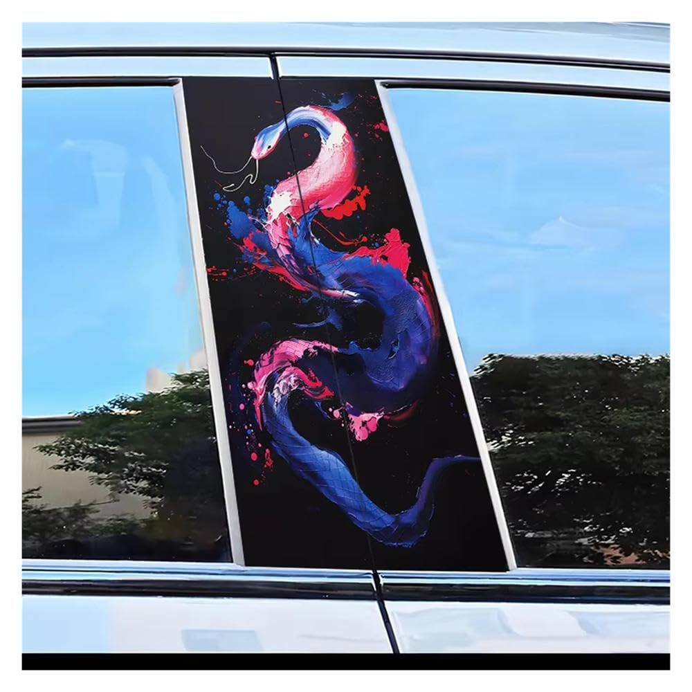Dabhuoc One Color Car Parts 2 Pcs Car Door Pillar Decoration Sticker Snake Pattern Scratch Resistant Film