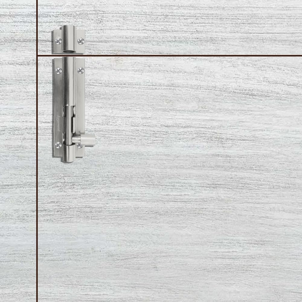 Hyderon Door Fittings | Towerbolt Satin Finish | 4" inch with 96mm SS Rod | Designer Kundi with Big Knob for Better Grip, Chitkani for Bathroom, Cabinet, Wooden Door (Pack of 2) 1