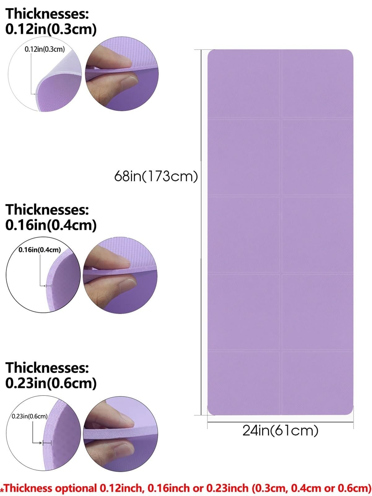 Tappetino Palestra Tappetino yoga pieghevole viola ecologico EVA esercizio fitness da viaggio spessori 3/4/6 mm