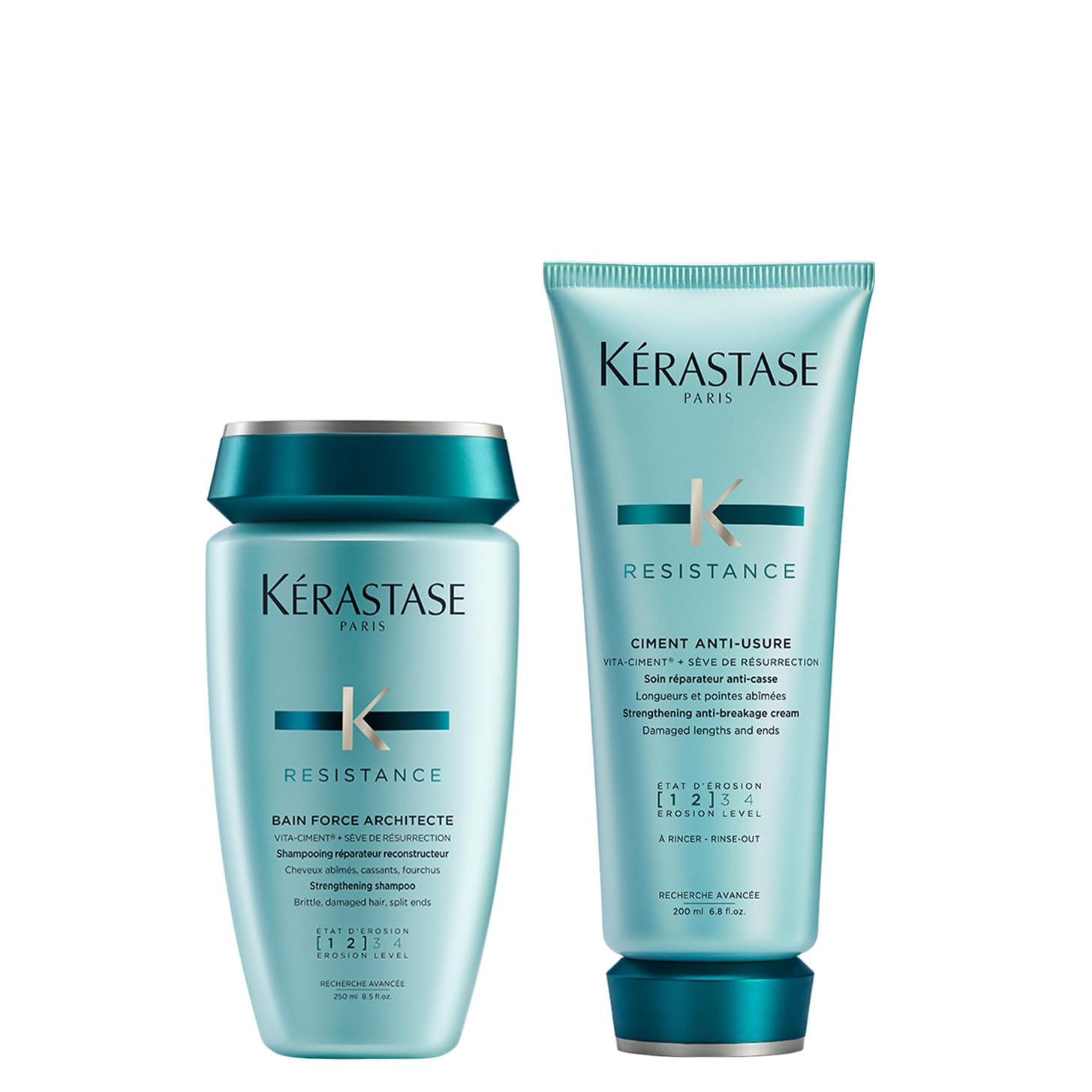 Kérastase, Résistance, Pflegeroutine mit Shampoo und Haarspülung, Für geschädigtes und strapaziertes Haar, Aufbauend und stärkend