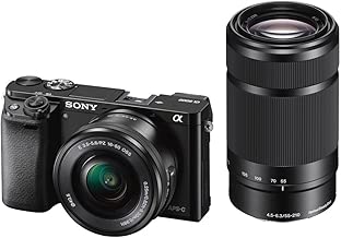 Sony ILCE6000YB Compact System Camera with SELP1650 and SEL55210 Lens Kit Fast Auto Focus 24 MP Electronic View Finder Wi-Fi and NFC Black Sony ILCE6000YB Compact System Camera with SELP1650 and SEL55210 Lens Kit Fast Auto Focus 24 MP Electronic View Finder Wi-Fi and NFC Black