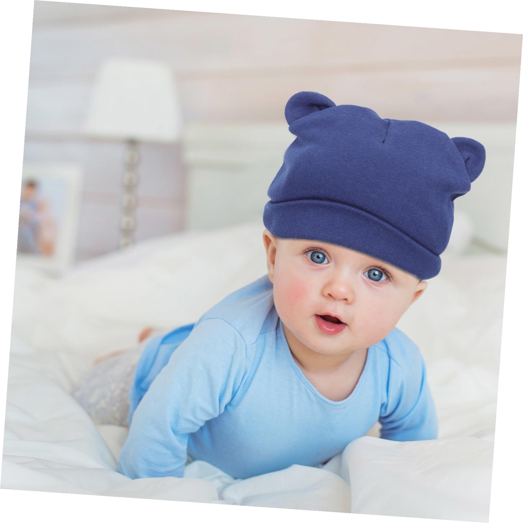 Beavorty 2 Sätze Teiliges Baumwollmützen Mit Süßen Bärenohren Atmungsaktiv Elastisch Unisex Für Neugeborene Jahr Streifen 6 Stück * 2