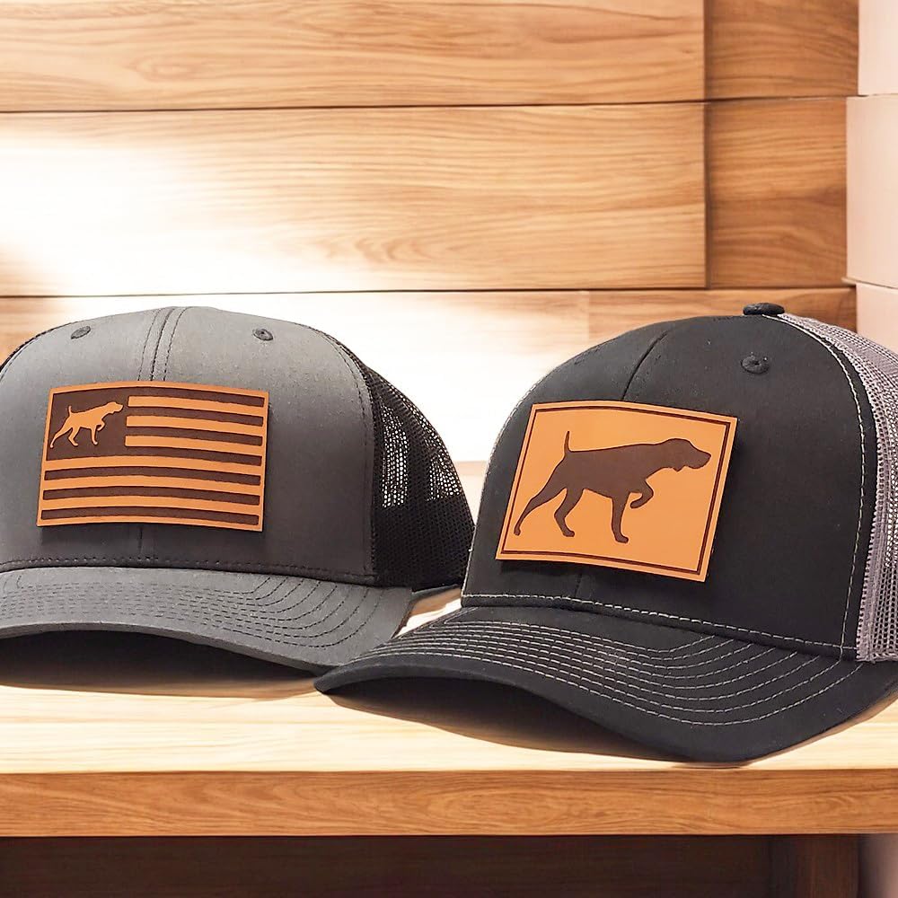 GSP Hat, German Shorthaired Pointer Gifts, Bird Dog Hunting Hat, GSP Gift, Pointer Cap, Trucker Hat, Leather Patch Hat Multi