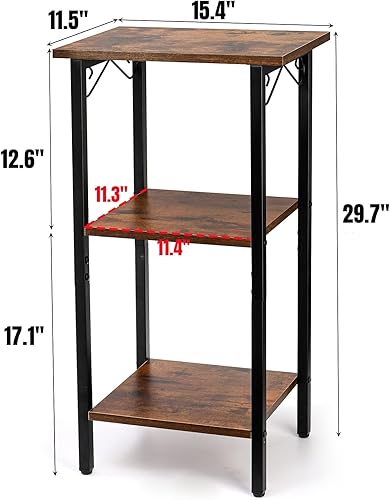 Miniatura 2 de Peohud Mesa auxiliar de 3 niveles, mesa auxiliar de 30 pulgadas de alto, mesa de teléfono rústica para sala de estar, dormitorio, oficina, sofá,