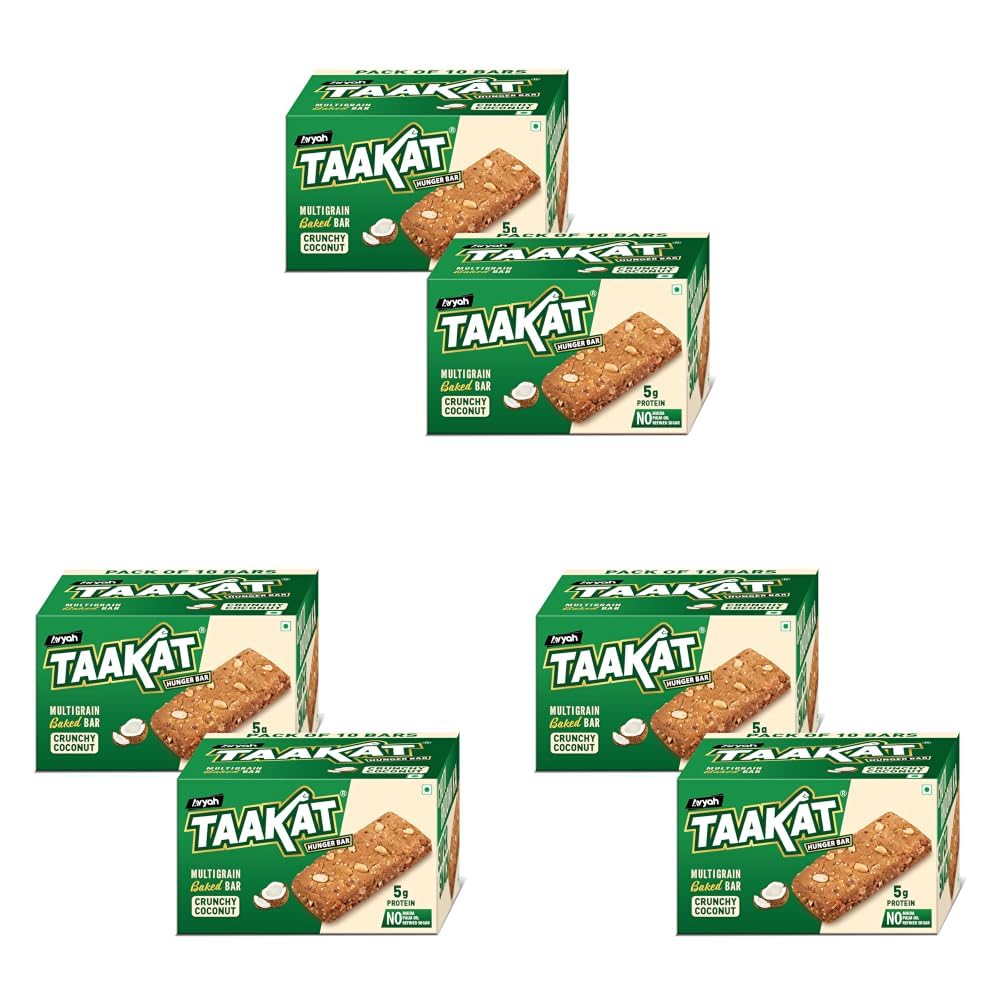 Taakat Hunger Bar Crunchy Coconut : Pack of 10 X 2 | 5g Protein | Multigrain Baked Bar| NO - Maida, Palm Oil and Refined Sugar — Amazon image 3
