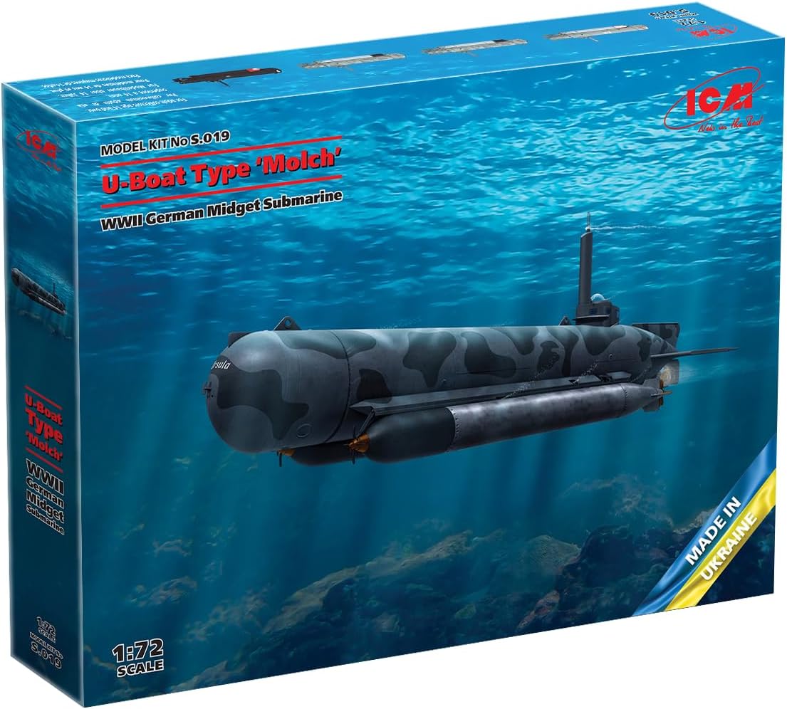 ICM S.019 - U-Boat Type 'Molch', Submarino alemán enano de la Segunda Guerra Mundial (100% nuevos moldes) - Escala 172