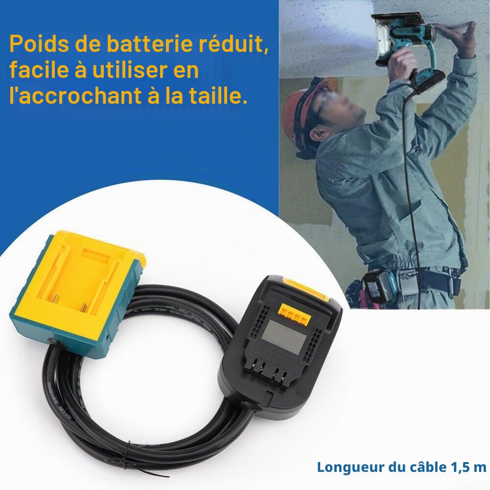 Adaptateur électrique de Batterie, câble d'extension de Batterie Portable, 18/20 V Max Adaptateur de Batterie pour Outils électriques (pour)