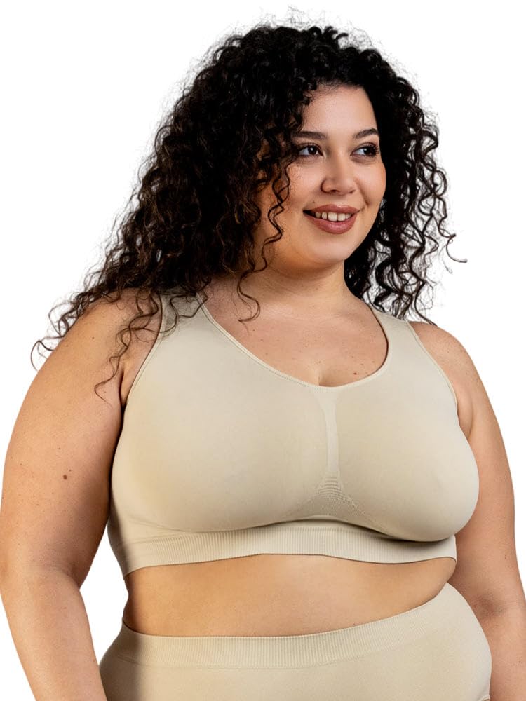 Plumpy Reggiseno Taglie Forti Donna Senza Ferretto con Sostegno | Fascia di compressione che da sostegno senza ferretto, schienale alto, spalline larghe. Sottoseno 85-135 cm. Made in Italy