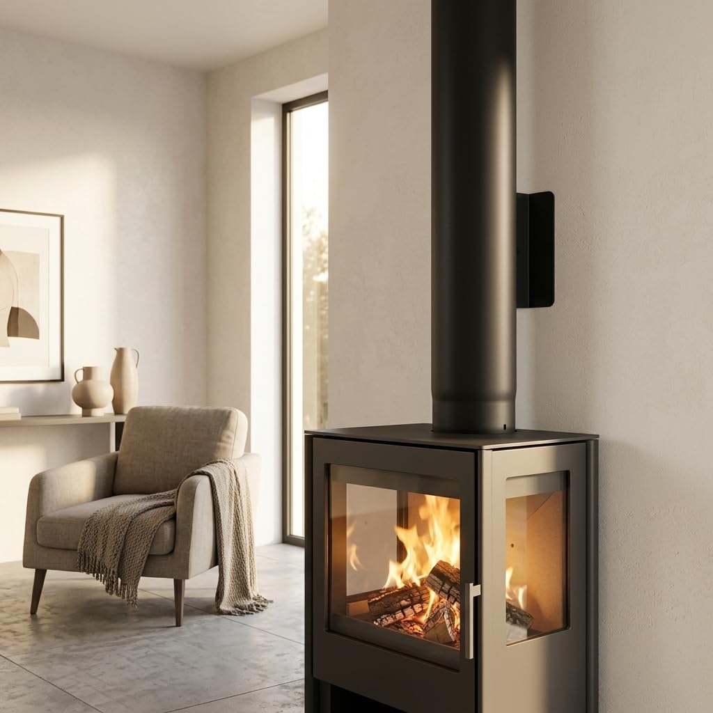 MAKA Tubo Valvola Fumi Canna Fumaria Legna Nero Ø 130 mm