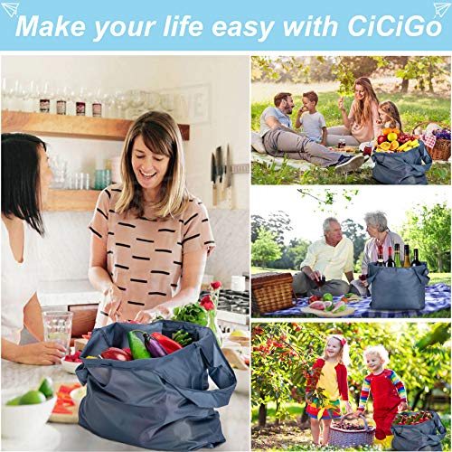 CiCiGo Große Wiederverwendbare Einkaufstaschen, Waschbar, Faltbar, 6 Stück, Strapazierfähig, Leicht, Faltbar, Geschenk-Tragetaschen, Strapazierfähiges Polyester, Grau