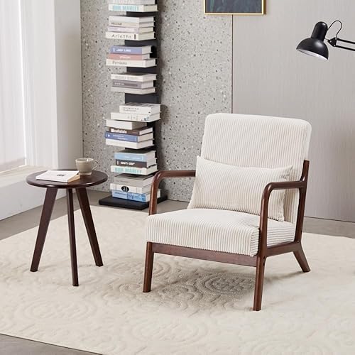 Miniatura 13 de Sillas Accent, juego de 2 sillas modernas de mediados de siglo con cojín, silla con madera maciza, silla de lectura y relajación para la sala