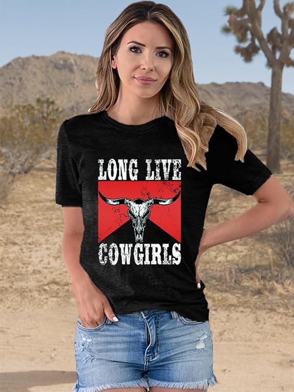 Long Live Cowgirl Shirts for Women Vintage Western Rodeo T Shirt(Black,L) by MZEAZRK - Used condition - Image 3