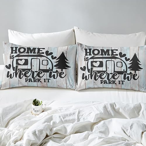 Miniatura 5 de Funda de edredón rústica de campamento para niños, divertido juego de ropa de cama con 2 fundas de almohada, 3 piezas, decoración de habitación,