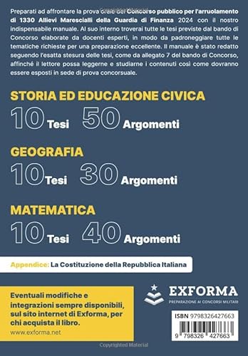 Concorso 1330 Allievi Marescialli della Guardia di Finanza: Manuale per la prova orale (Italian Edit