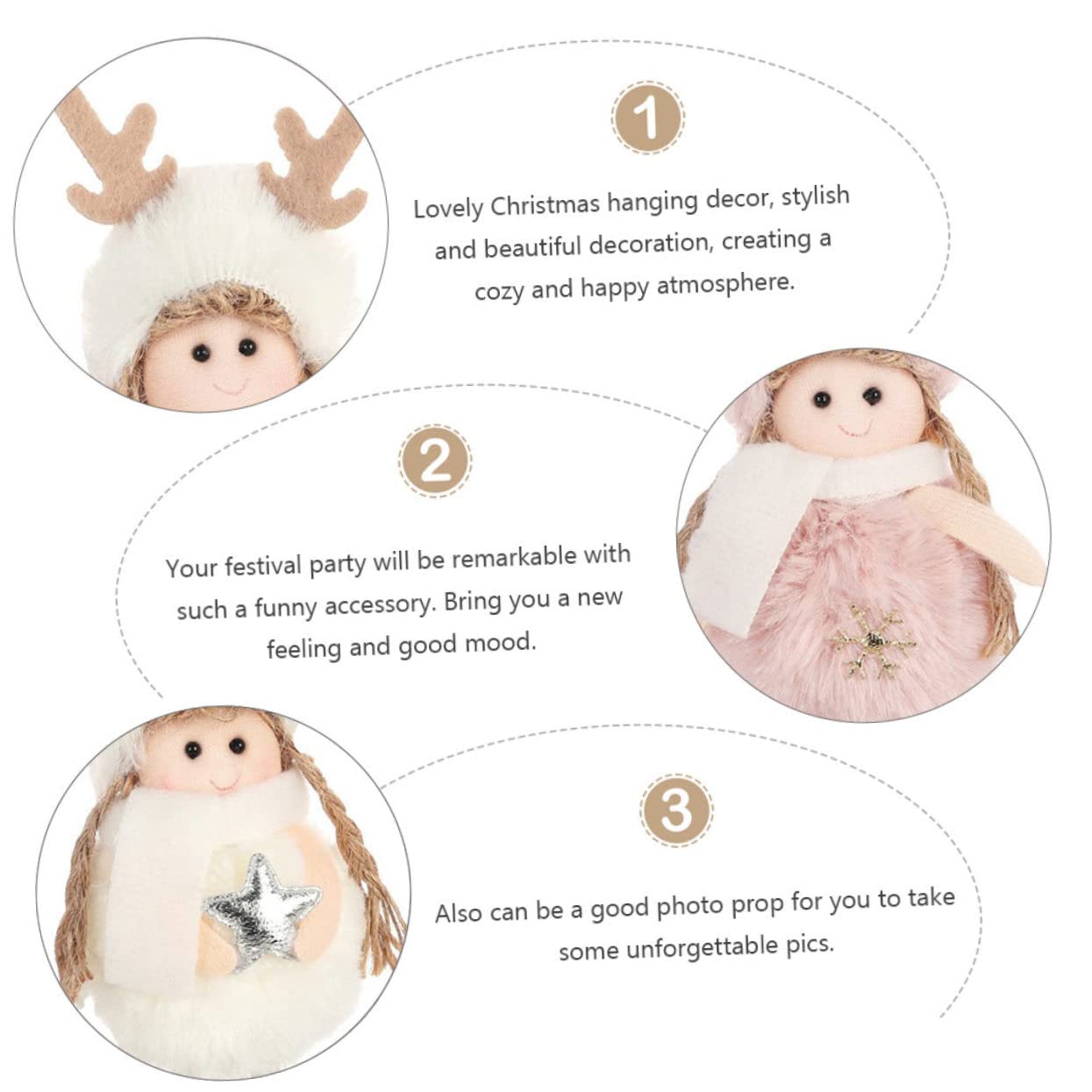 Toyvian 8pezzi Addobbi Natalizi Ciondoli Per Albero Di Natale Con Angeli Decorazioni Per Natale Per Foto e Regali Festivi