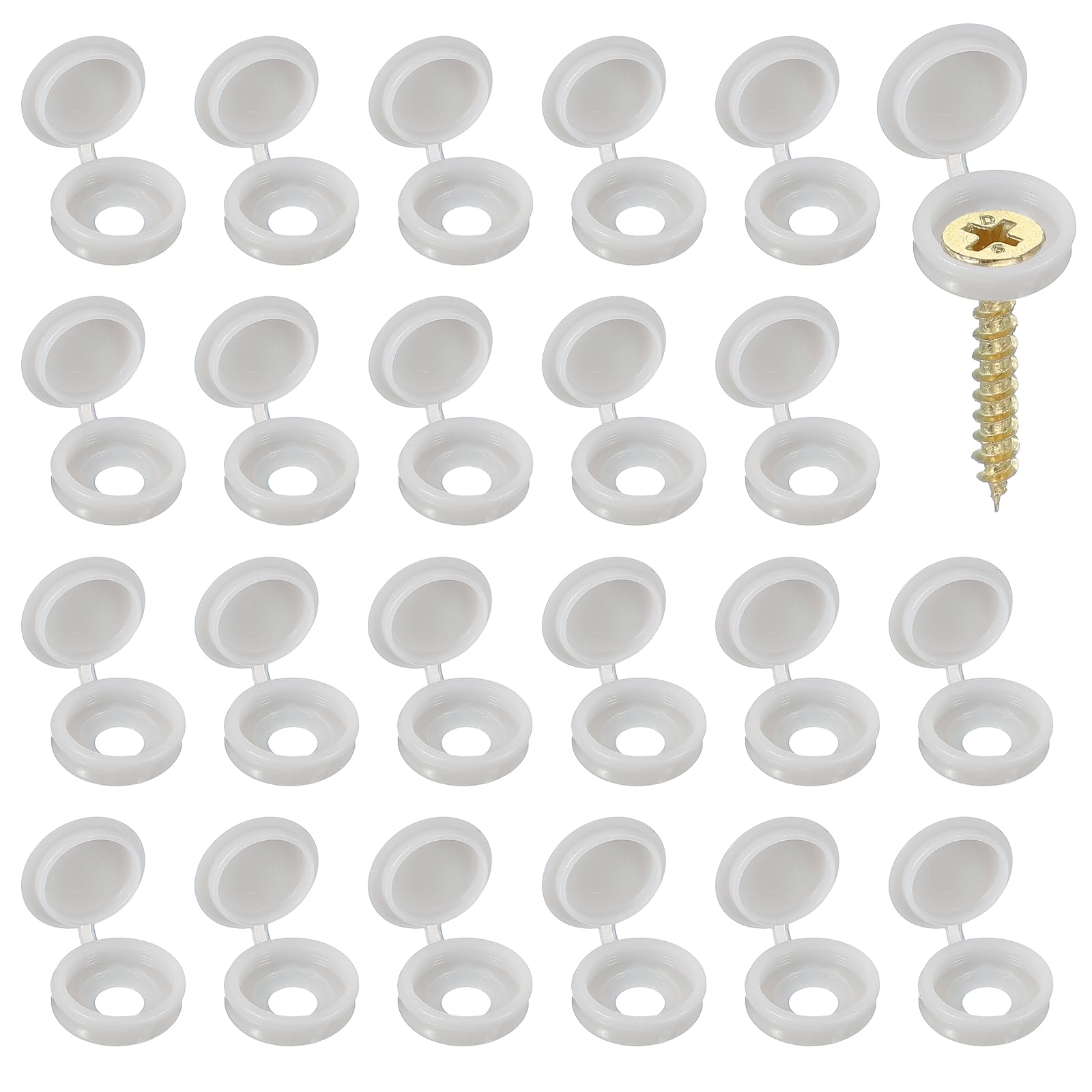 YELARXI Screw Snap Covers, Plastic Hinged Screw Cover Caps Shutter Screws Fold Snap Washer- Fitting for (Windows - Railings - Home Furniture - Cabinets) 5 mm & 100 Pack & Light Gray