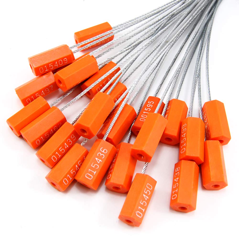 20pcs Security Marking Cable Seals Tamper Proof Steel Wire Seal Numbered Shipping Seals Disposable Pull Tight Self-Locking Cable Seal Truck,Trailers,