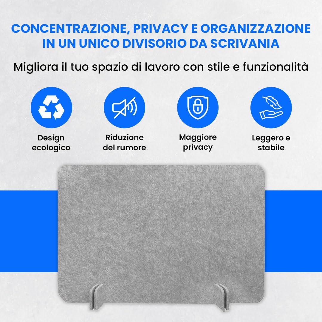 Divisore da scrivania ReFind. Riduzione del rumore acustico e schermo per la privacy dello spazio di lavoro. Organizzatore da ufficio autoportante. Per scrivanie d'ufficio, scolastiche e per lavor...
