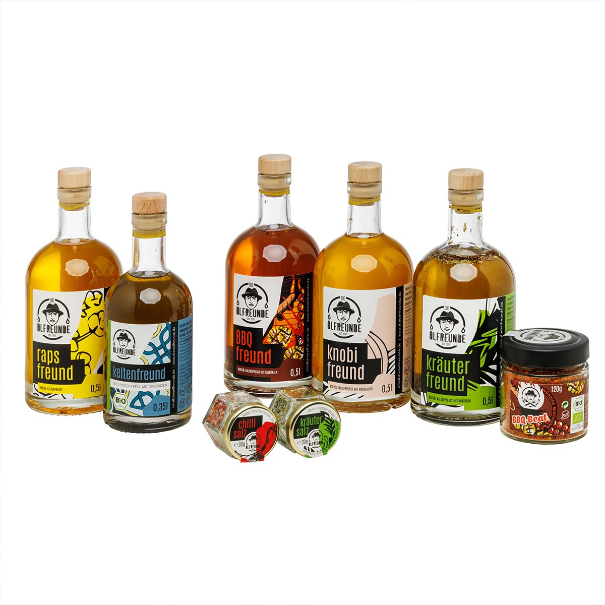 DIE ÖLFREUNDE "BBQ Box für Grillmeister" Sparset | BBQ Geschenkset | erlesene Öle und Gewürze | Geschenk für Männer, Frauen und Grillfans
