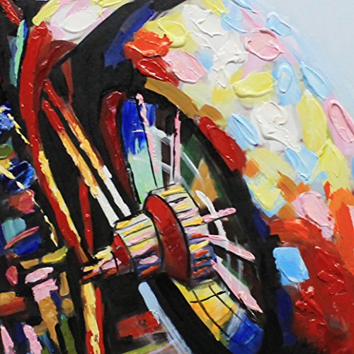 Muzagroo Art Oil Painting Riding A Motorcycle Hand Painted Huge Size Painting Canvas Art For Home Unframed (40X40In Unstretched) #TOP5