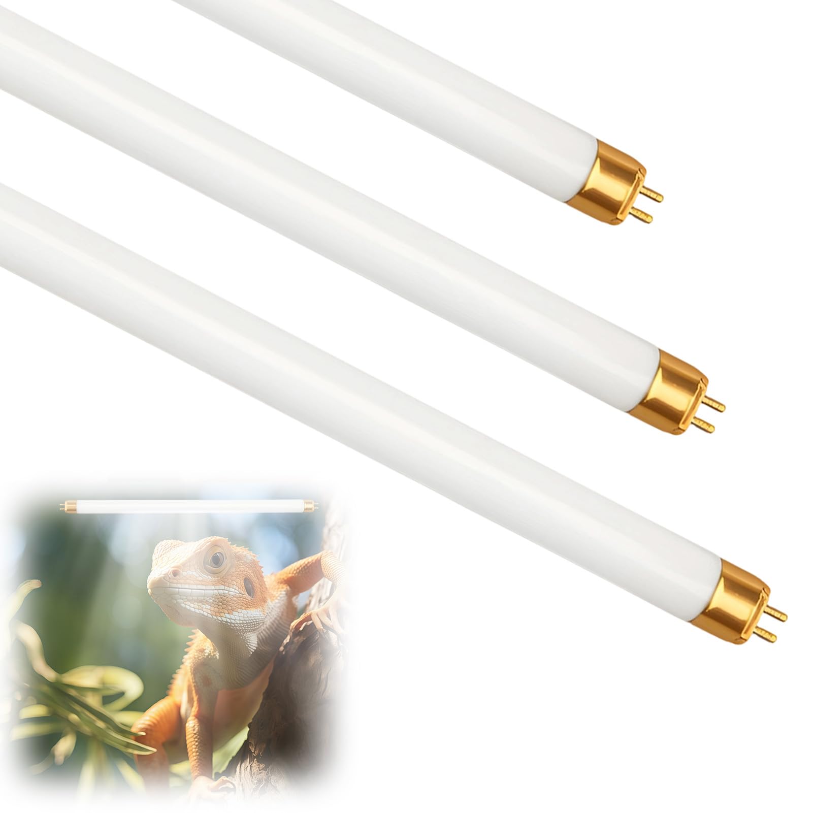 ZESTRO 3PCS T5 8W UVB Reptiles Light 10.0 UVA UVB 12 Inch Linear Fluorescent Tube Replacement Bulb for Terrariums Vivarium Basking Reptile Bearded Dragons Turtles Chameleons Desert Rainforest Species