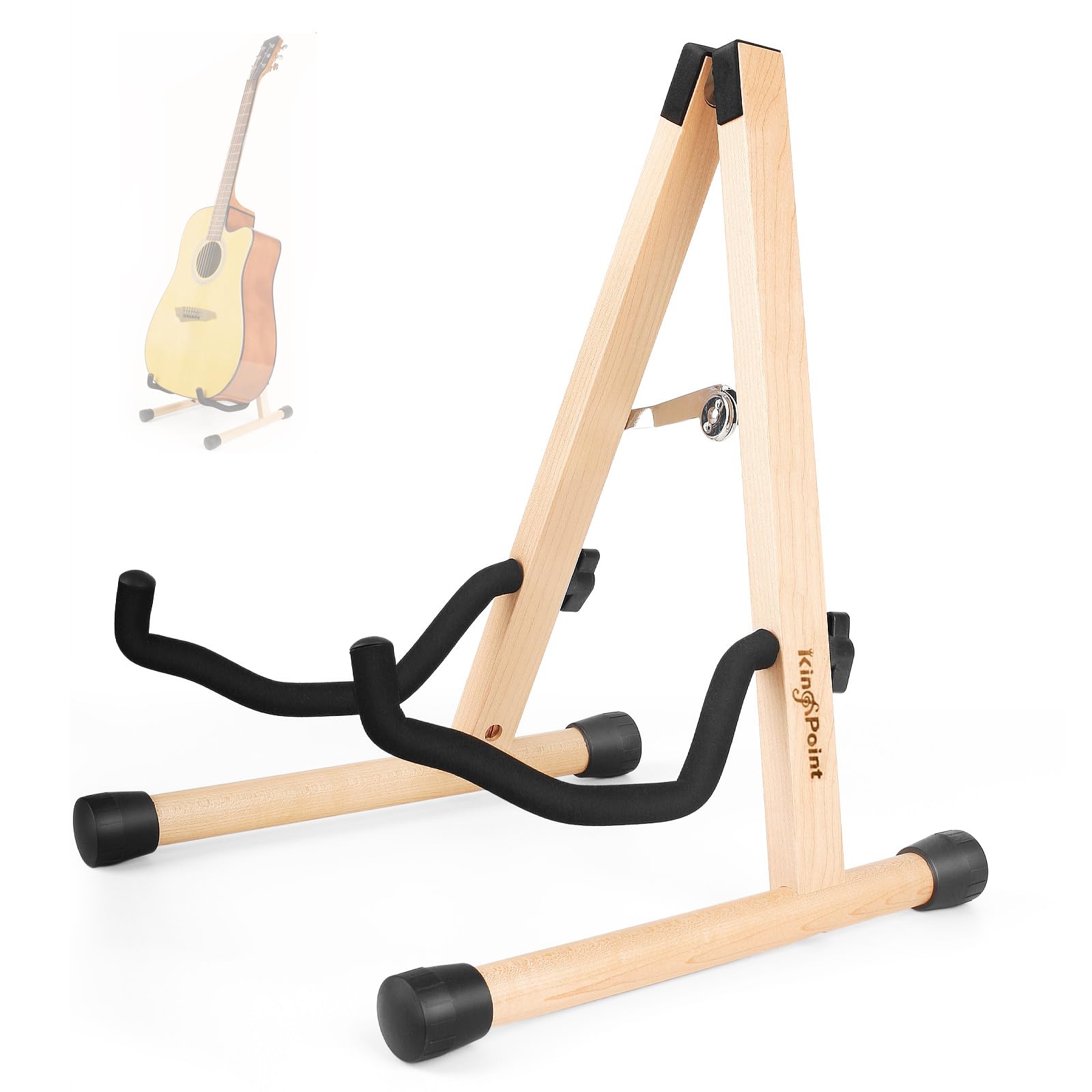 KingPoint Support de guitare acoustique en bois pour guitare électrique classique, support pliable pour guitare basse, accessoires de guitare