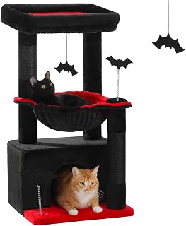 PAWZ Road 4-in-1 Gothic Katzenbaum 84 cm (33") – Mehrfunktionaler Katzenbaum für Wohnungskatzen, Gothic Design, Kratzbaum & Katzen-Tower