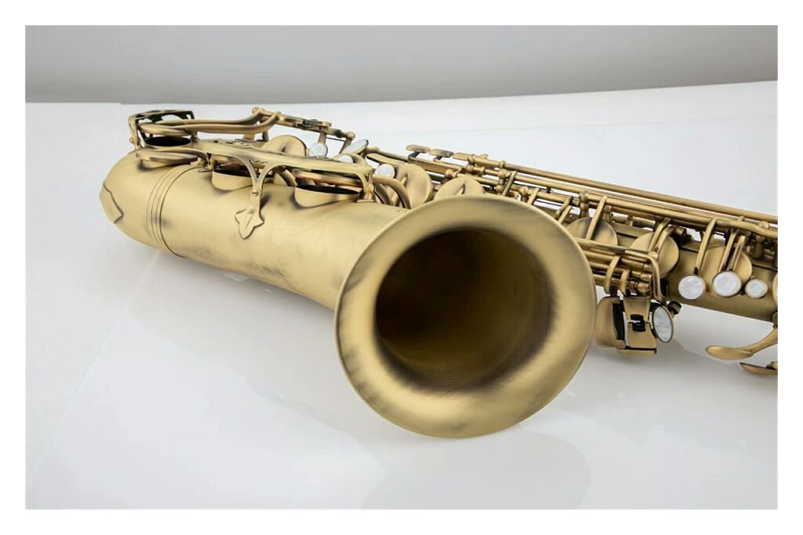 Sassofono Tenor BB Tune Tune Brass Antique Rame Bianco Shell Shell Bottone Strumento di Musica Strumento Strumento Sax con Cassa del Boccaglio Sassofono Studenti