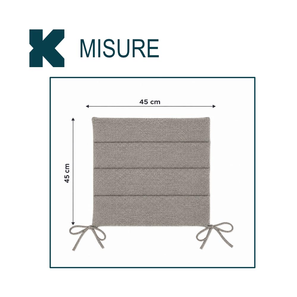 Set 4 Cuscini Seduta Brezza Bianco 45x45 cm con Lacci per Poltrone da Esterno, Lavabili e in Tessuto Idrorepellente