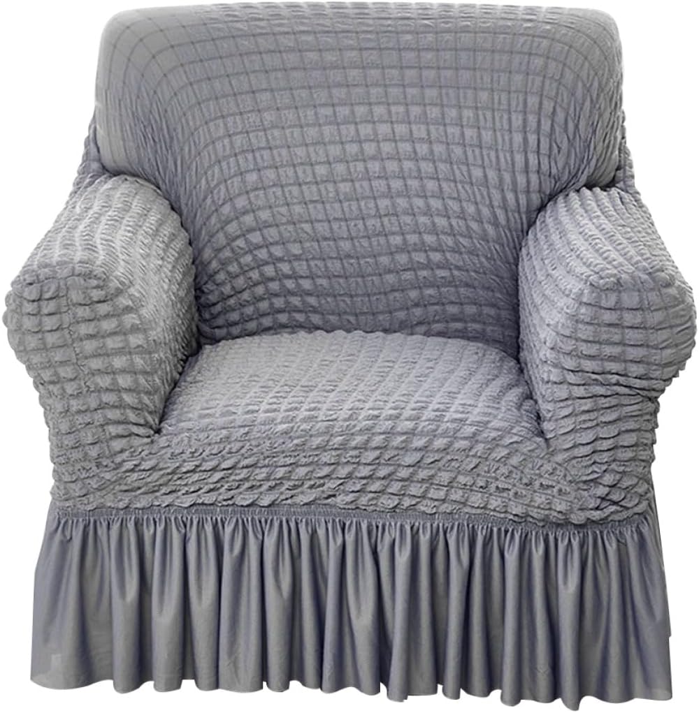 Cabilock Recliner Slipcover Small Recliner Chair Cover Stretch Fabric Sofa Protector with Skirt Elastic Fit for Indoor Use Gray