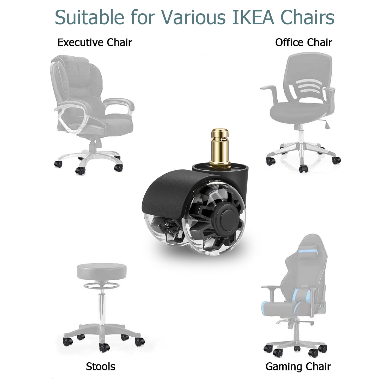 Office Chair Wheels 10 x 22 mm for 1KEA - Image 4