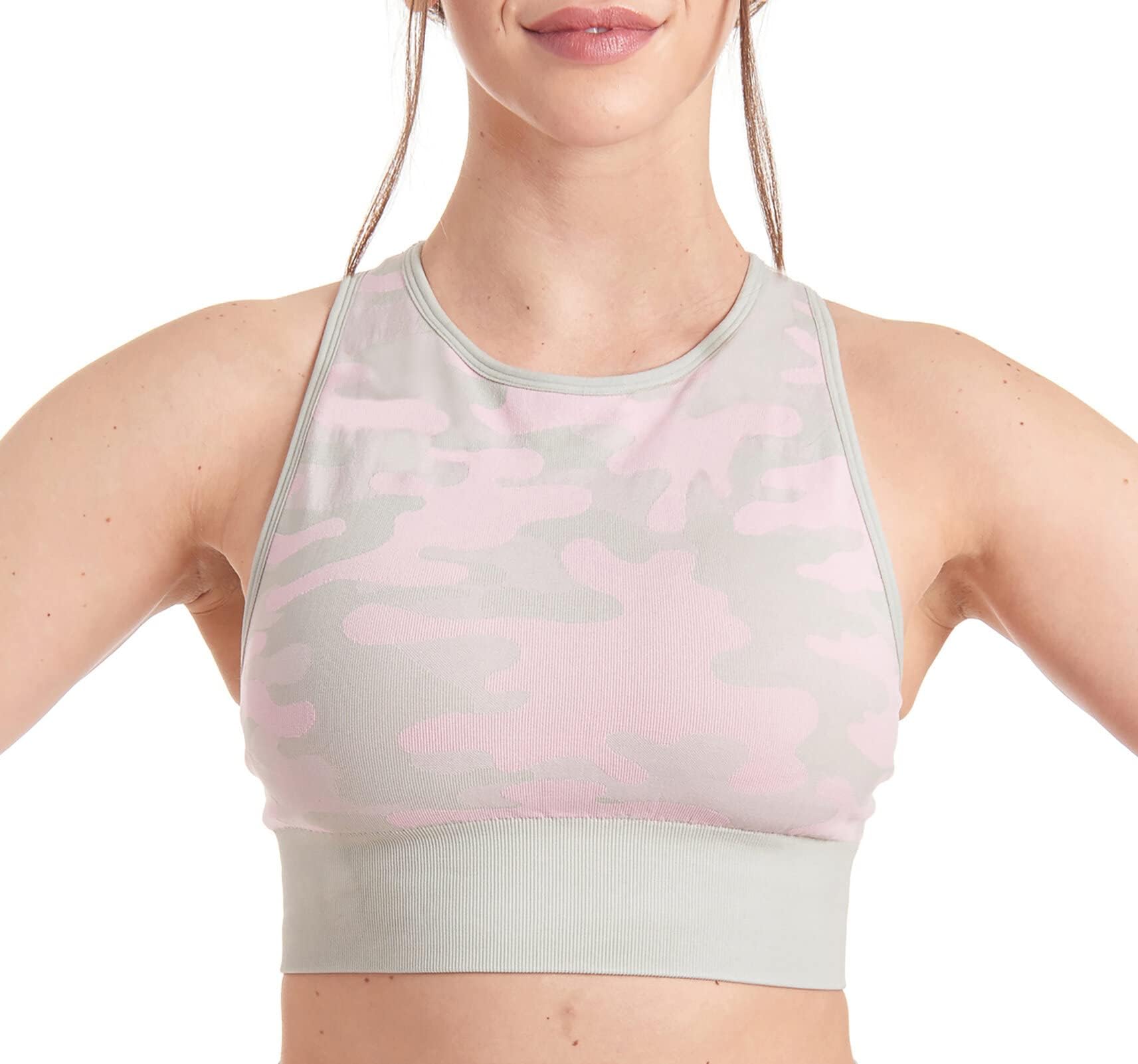 MAXXIMWomen's Racerback Seamless Sports Bra Camo for Gym Workouts, Yoga, Running, Biking, Exercise