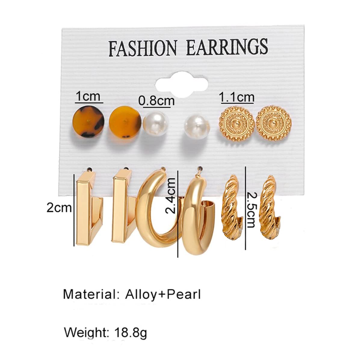Modern Studs & Hoop Earrings Set of 9