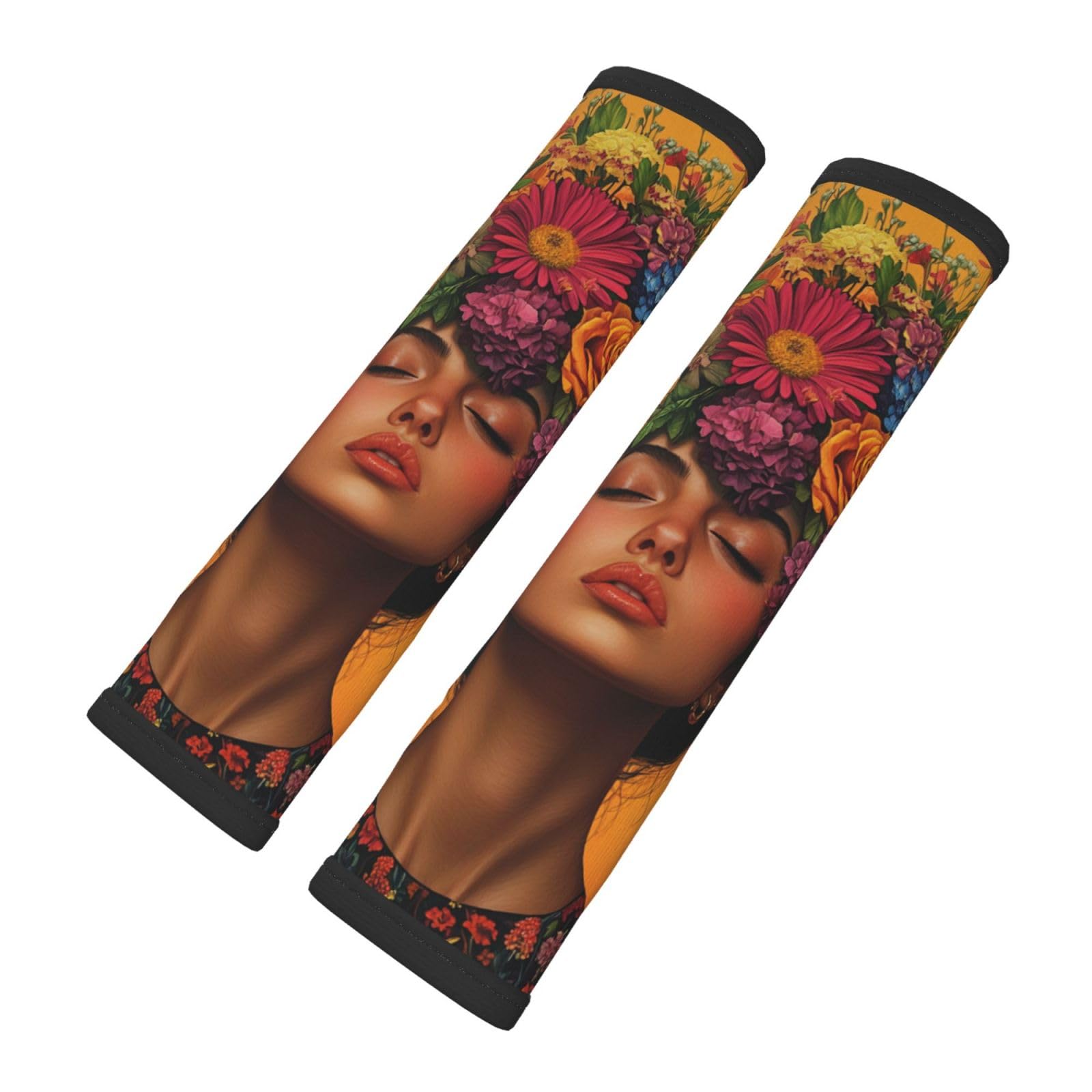 Woman with Flowers in Hair Car Seat Belt Cover 2 Pack Seatbelt Strap Shoulder Pad Protector Universal Comfort for Car
