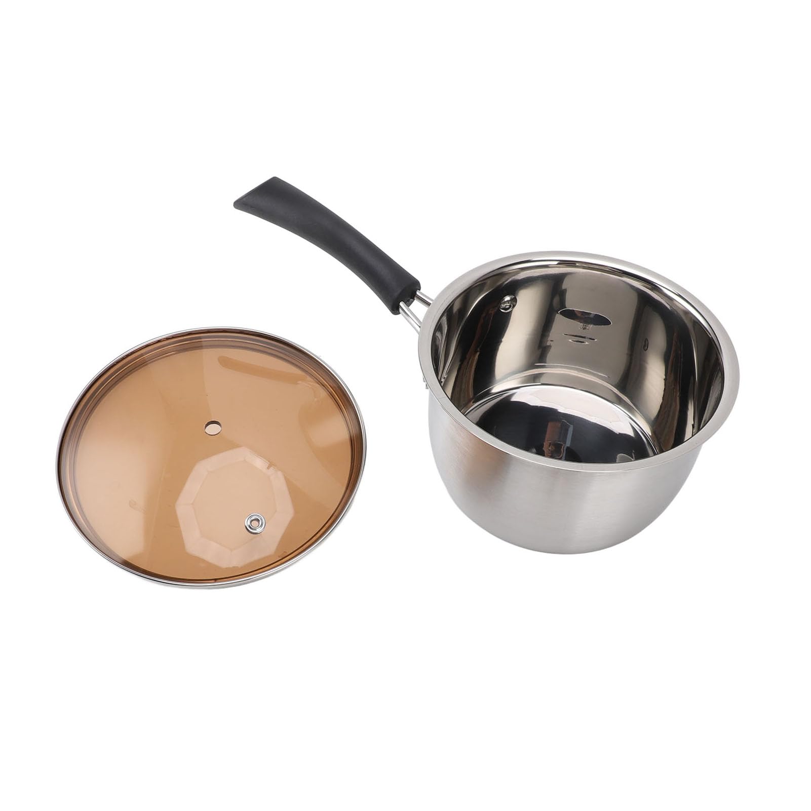 Pentola in acciaio inox, piccola pentola per latte, con manico singolo con rapido trasferimento di calore e design anti-scottatura, zuppa ispessita per alimenti per bambini, porridge e cottura a