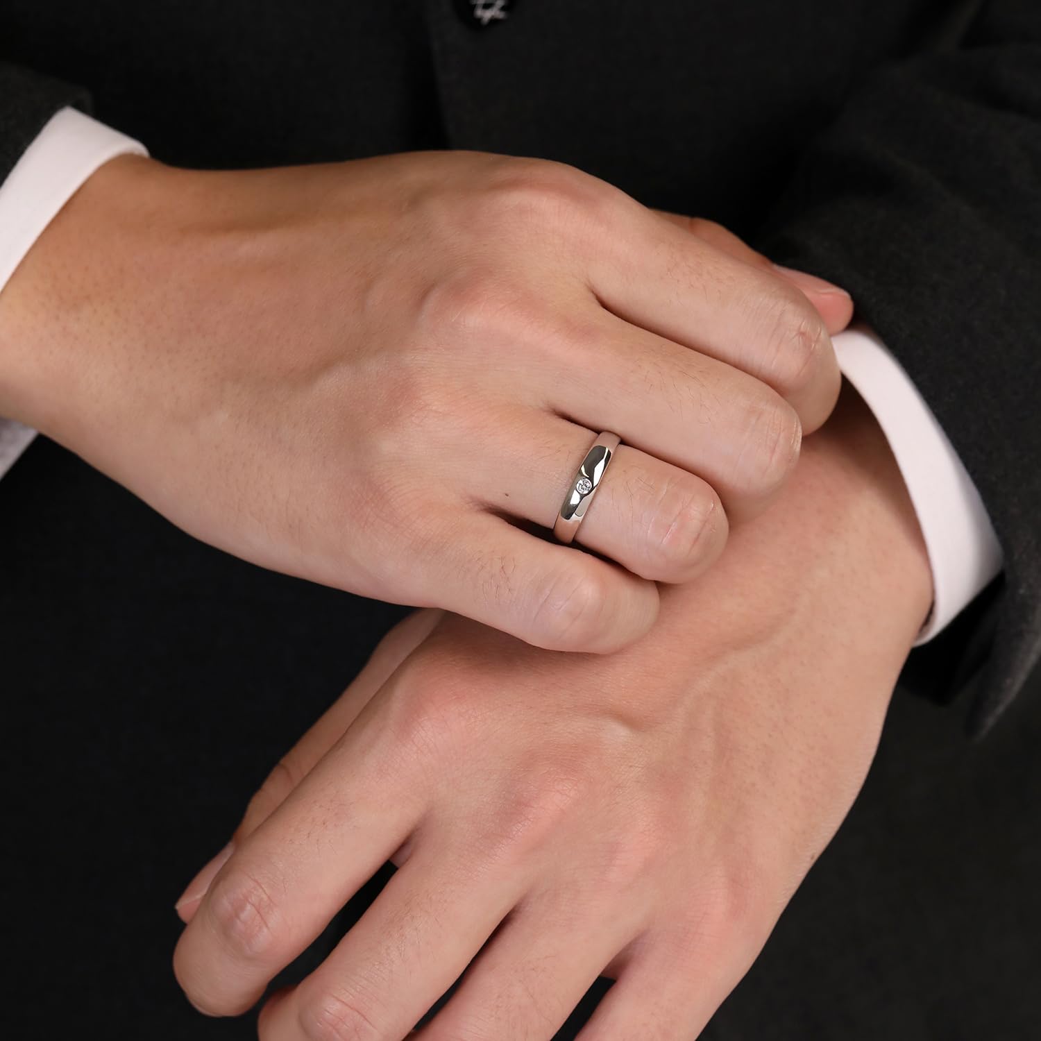 Meissa Alianza Anillos de Pareja Ajustables Plata de Ley 925 Anillo de Compromiso para Él y Ella Regalo San Valentín Cumpleaños Navidad, Hombres 4,5mm