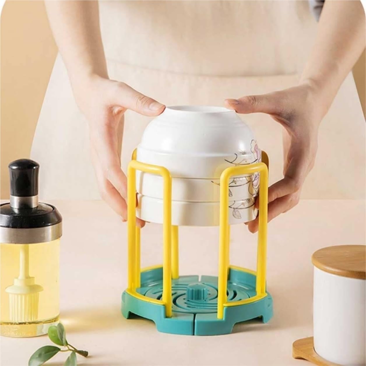 Scolapiatti Dish Rack Kitchen Multi-funzionale Bowl Utensili Da Cucina Per La Casa Storage Drain Portaposate Cucina(Yellow)