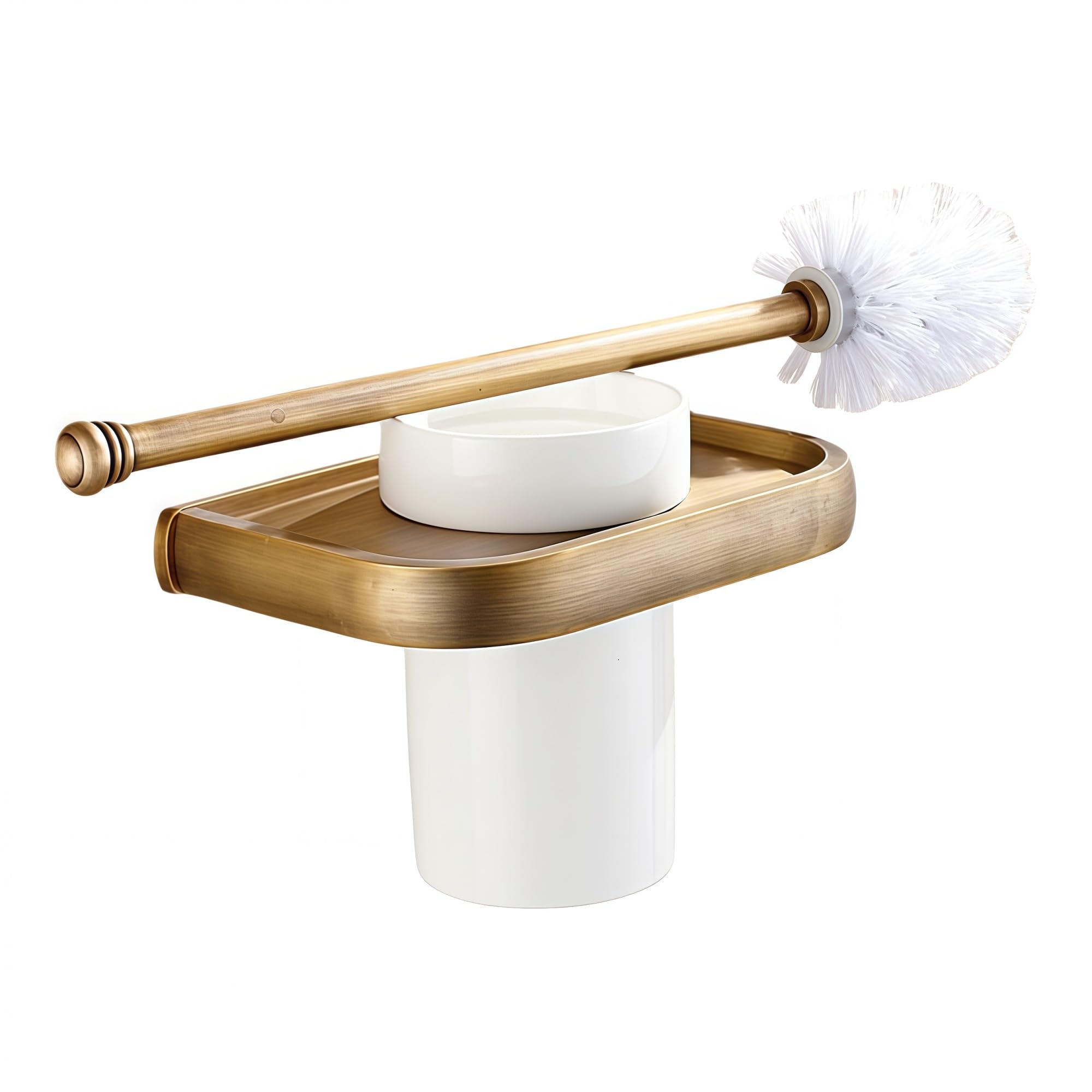 Escobillas de Baño,Escobilla WC, Cepillo de Baño y Soportes, Base Cerámica, Latón, Retro