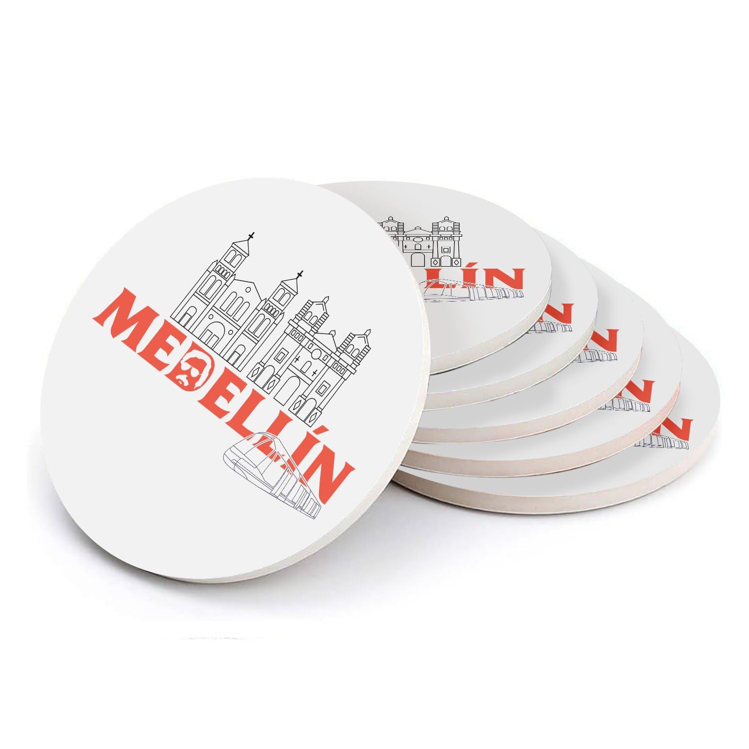Sous-verres ronds en céramique haut de gamme de 108 mm | Collection Medellin Colombie
