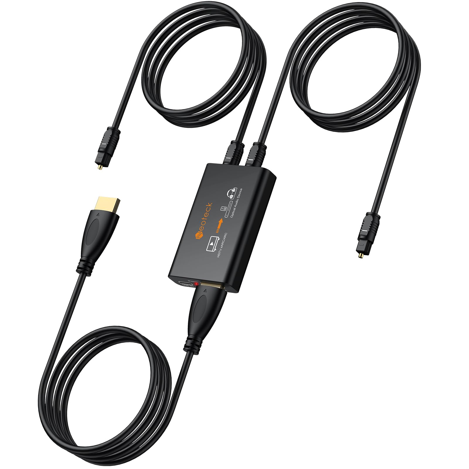 Neoteck Extractor de Audio HDMI eARC Convertidor ARC a Óptico dual 192kHz Compatible con PCM 2.0, Dolby 5.1, DTS 5.1 para HDTV, Barra de Sonido, Auriculares Inalámbricos, Cine en Casa