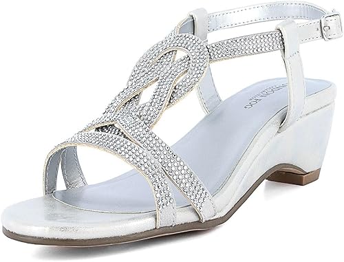 LONDON FOG Sandalias de vestir Macey de cuña media para mujer