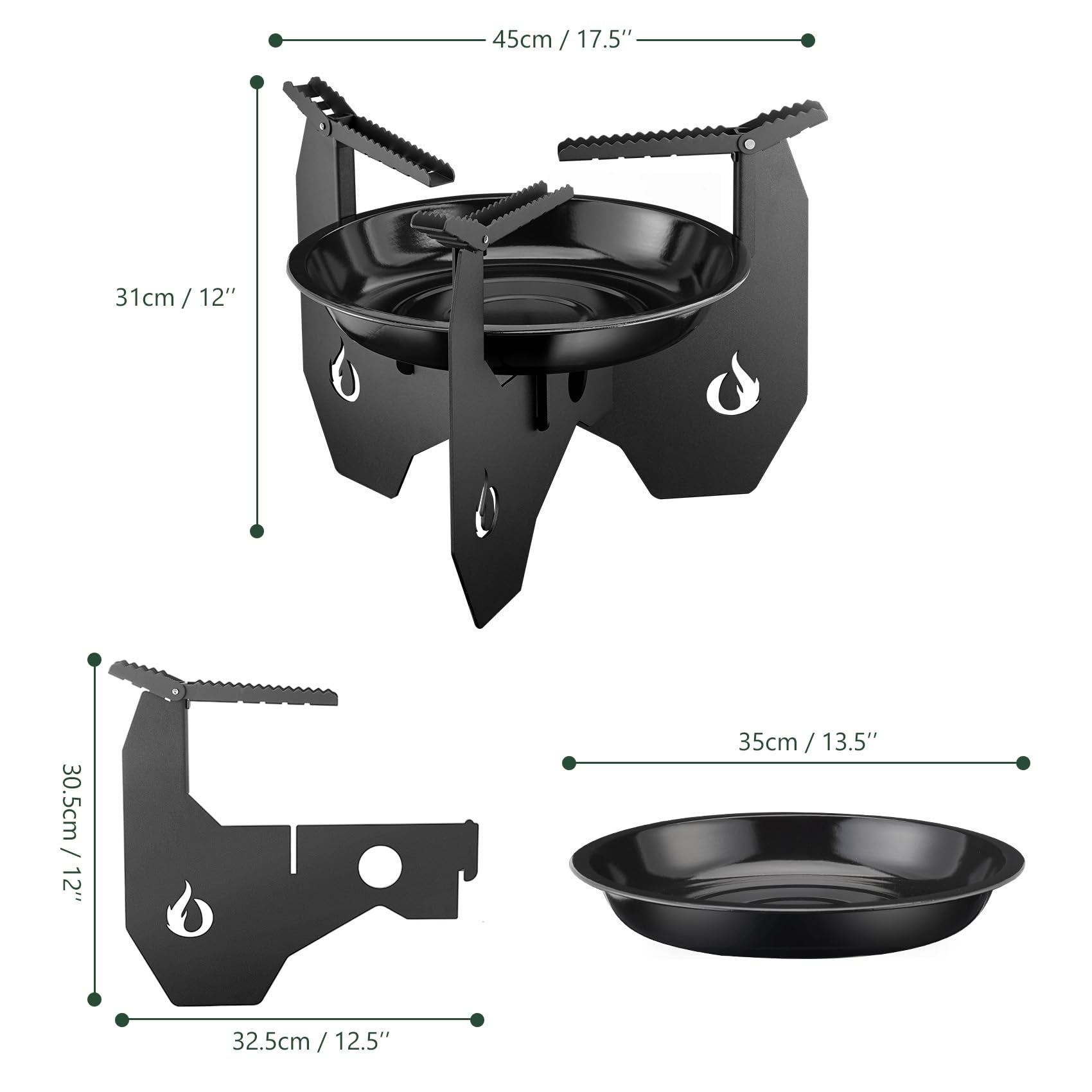 Onlyfire Soporte Resistente para Horno Holandés con Bandeja de Carbón y Bolsa de Transporte para Cocinar Al Aire Libre, Acampar, Senderismo y Excursionismo